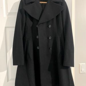 Tea length dressy black pea coat